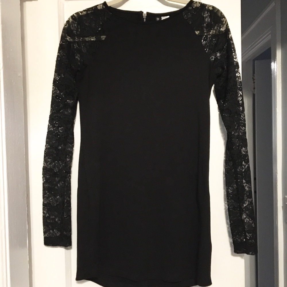 Black long sleeve lace sheath dress